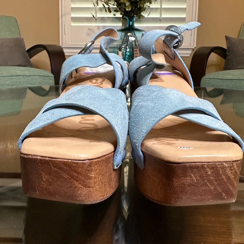 Sam Edelman Josefina Women's Sky Blue Leather‎ Sandals Sz 7 in light blue